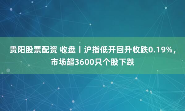 贵阳股票配资 收盘丨沪指低开回升收跌0.19%，市场超3600只个股下跌